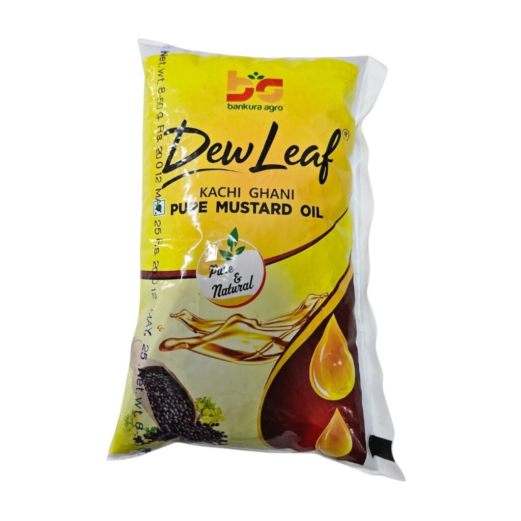 Dew Leaf Kachi Ghani Pure Mustard Oil Pouch 1 Ltr