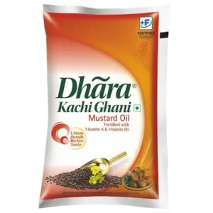 Dhara Kachi Ghani Mustard Oil Pouch 1 Ltr